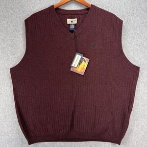 NWT Cutter & Buck Mens Burgundy Silk Cashmere Sweater‎ Vest L Old Money Academia